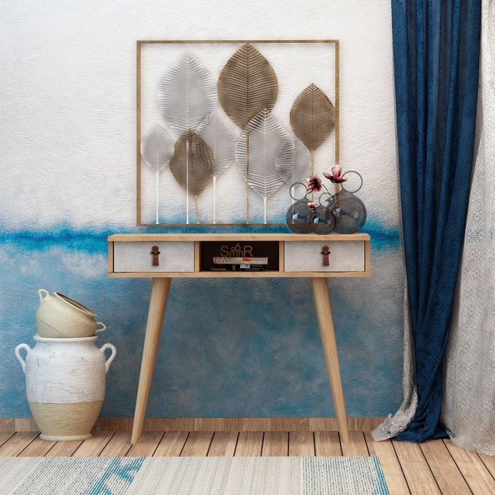 Hanah Home Lawen Aparador de 2 Niveles Roble y Blanco